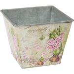 Osłonka Dekoracyjna Metalowa Hiacynt w Stylu Prowansalskim, Różowo-Beżowa, Owalna, Ocynkowana