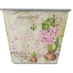 Osłonka metalowa ocynkowana z motywem hiacyntów w stylu prowansalskim, różowo-beżowa, mała - obrazek 2