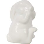 Figurka Dekoracyjna Świąteczny Zając z Białej Ceramiki 9.5x7 cm - obrazek 2