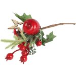 PIK Z JARZĘBINĄ I JABŁKIEM GAŁĄZKA 22 CM czerwona - obrazek 3