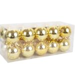 Zestaw 20 Złotych Plastikowych Bombek Gładkich 5cm w Boksie