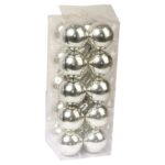 Komplet 20 Srebrnych Bombek Plastikowych o Połysku 5cm w Boxie PVC