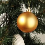 Komplet 12 bombek plastikowych w kolorze złotym w tubie - obrazek 2