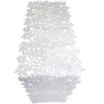 Biały Filcowy Bieżnik Wiosenny z Ażurowym Wzorem Kwiatowym