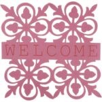 Kwadratowa Serweta Filcowa z Wzorem Kwiatów 25cm - Różowa