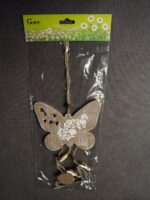 Drewniana Zawieszka w Kształcie Motyla z Wstążkami - Kolor Brązowy - obrazek 3