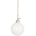 Ceramiczna Bombka Ażurowa LED Biała na Baterie 10 cm - obrazek 2