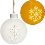 Bombka ceramiczna LED na baterię z  motywem śnieżynki