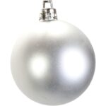 Komplet 16 matowych i błyszczących bombek plastikowych srebrnych 6 cm w boksie PVC - obrazek 2