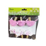 Zestaw Wrzosowo-Białych Ptasiowych Klamerek Dekoracyjnych