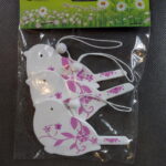 Komplet Trzech Zawieszek w Kształcie Ptaków w Kolorze Biało-Wrzosowym