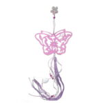 Różowy Drewniany Motyl z Wstążkami i Koralikami - Zawieszka Dekoracyjna