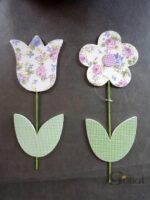 Drewniany Tulipan w Kolorze Zielono-Wrzosowym o Wielkości 27x10cm - obrazek 2