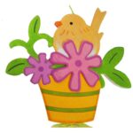 Kolorowa Zawieszka Wiosenna - Drewniany Kurczak w Doniczce - obrazek 2