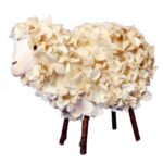 Figurka Wielkanocna Wełniany Baranek na Drewnianych Nogach 10 cm - Kolor Brązowy