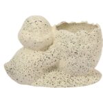 Osłonka doniczka jajko z kaczuszką Wielkanoc białe nakrapiane