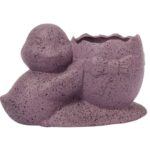 Osłonka doniczka jajko z kaczuszką Wielkanoc fioletowa nakrapiana