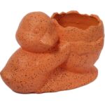 Osłonka doniczka jajko z kaczuszką Wielkanoc pomarańczowa nakrapiana - obrazek 2