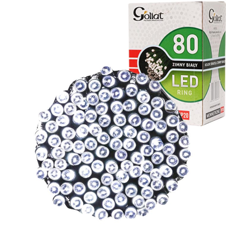 80-led-IP20-RING-ZB Ring z 80 Lampkami Choinkowymi LED do Wnętrz, Kolor Zimny Biały, Zasilane Sieciowo - obrazek 1
