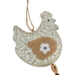 Wielkanocna Kura Zawieszka Drewniana w Odcieniu Brązu z Tasiemkami - obrazek 2