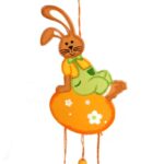 Zawieszka w kształcie Zająca z Dzwoneczkiem, Kolor Pomarańczowy, 24 cm - obrazek 2