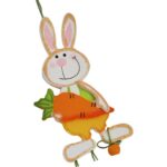 Pomarańczowy Drewniany Zając z Dzwoneczkami - Wielkanocna Zawieszka 60 cm - obrazek 2