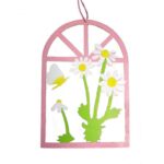 Różowa Drewniana Ramka z Margaretkami 22x15cm