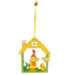 KURA W DREWNIANYM DOMKU ZAWIESZKA WIELKANOCNA - obrazek 2