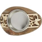 Drewniany świecznik na tealight w kształcie jajka Wielkanocnego, brązowy, 8 cm - obrazek 2