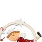 Zawieszka Drewniana: Czerwony Anioł w Kole - Witrazyk, Wysokość 12 cm - obrazek 3