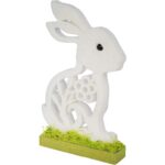 Zajączek wielkanocny z pianki figurka stojąca biały - obrazek 2