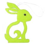 Wielkanocna Figurka - Zawieszka Zajączek z Pianki na Drewnianej Podstawce, Zielony, 13 cm
