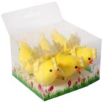 Żółte Kurki Dekoracyjne z Grzebieniem i Skrzydłami w Kratkę 6szt - Wielkanocne Ozdoby 5cm - obrazek 2