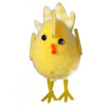Żółte Kurki Dekoracyjne z Grzebieniem i Skrzydłami w Kratkę 6szt - Wielkanocne Ozdoby 5cm - obrazek 3