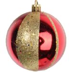 KPL.6 BOMBEK PLASTIKOWYCH CZERWONO ZŁOTYCH 8 CM - obrazek 3