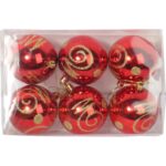 KPL.6 BOMBEK PLASTIKOWYCH CZERWONYCH Z DEKOREM 6 CM - obrazek 2