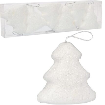 Komplet 6 Białych Styropianowych Choinek - Dekoracja Świąteczna 5,5 cm