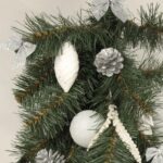 Komplet 6 Białych Bombek Styropianowych w Kształcie Szyszek z Brokatem, 9 cm - obrazek 3