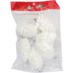 Białe Styropianowe Bombki-Szyszki na Choinkę, 8 cm, Zestaw 6 Sztuk - obrazek 2