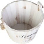 Dekoracyjne Drewniane Wiaderko w Kolorze Białym 14x19 cm - obrazek 2