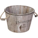 Dekoracyjne Drewniane Wiaderko w Kolorze Brązowym 22x15 cm