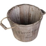 Drewniane brązowe wiaderko 19x14 cm - obrazek 2