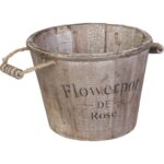 Drewniane brązowe wiaderko 19x14 cm