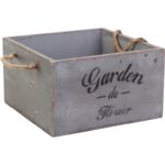 Średnia, Drewniana Doniczka-Osłonka Garden w Stylu Vintage z Uchwytami