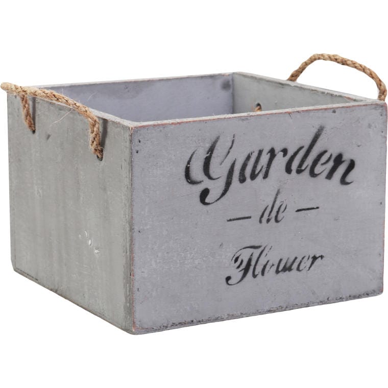 A-1223C Drewniana Mini Osłonka na Kwiaty Garden z Uchwytami ze Sznura - obrazek 1