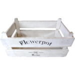 Duża Biała Skrzynka Drewniana z Czarnym Nadrukiem 29x13x18cm