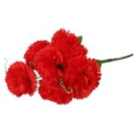 Czerwony Bukiet Sztucznych Goździków z Wąsami - 9 Sztuk, Długość 40 cm - obrazek 3