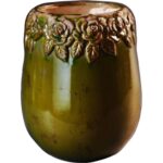 Zdobiony ceramiczny wazon w kolorze zielonego mchu 27x34,5 cm