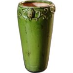 Rustykalny wazon ceramiczny w kolorze zielonym 16x29 cm