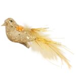 Zestaw 3 Ptaków na Klipsach w Kolorze Czerwono-Złotym do Dekoracji Świątecznych - obrazek 2